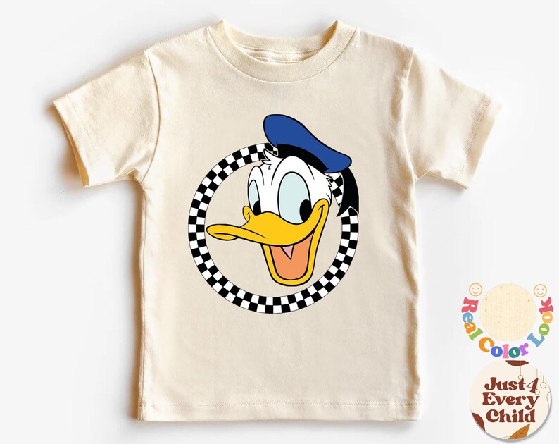 Donald Duck Kids Shirt, Disneyland Shirt, Donald Duck Gift Shirt, Retro Donald Duck Tee, Cute Donald  Bodysuit, Checked Donald Kids Shirt