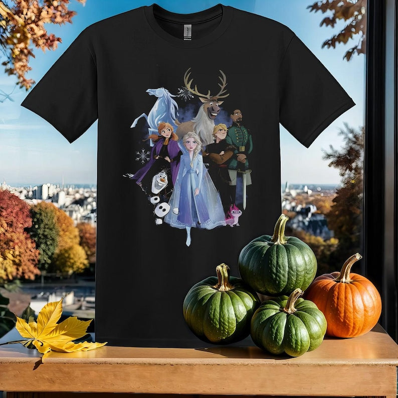 disney frozen 2 group shot walking T-Shirt Tshirt T Shirt Hoodie Unisex Men Women Kids (S-5XL) | Gildan Top for Boys & Girls SY371