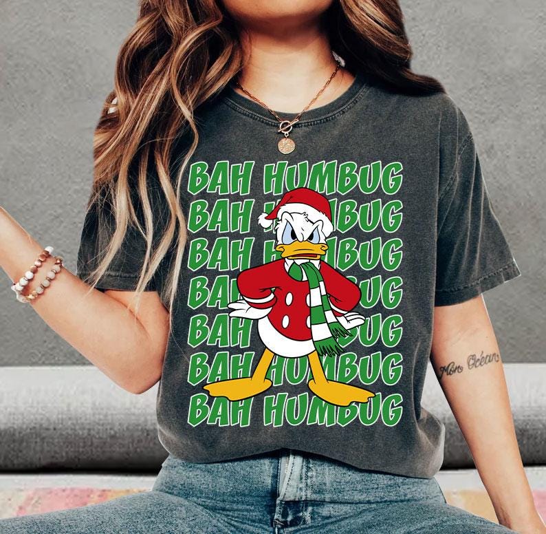 Disney Donald Duck Bah Humbug Christmas shirt, Disney Donald Duck Anger Santa Christmas Hat Tee, Disneyland Family Vacation Trip Gift 2024