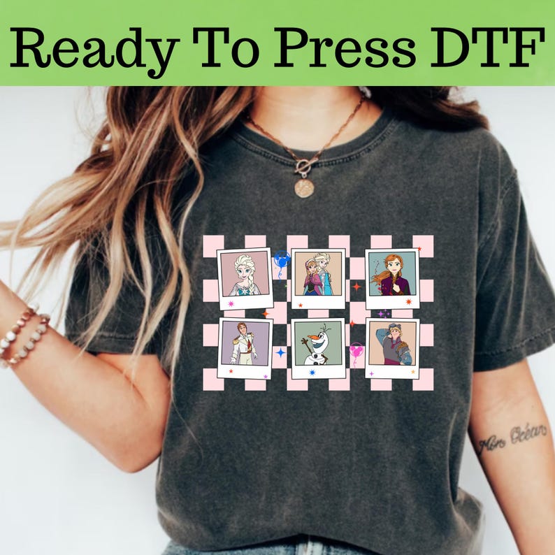 Disney Frozen Characters DTF, Disney Frozen Olaf DTF Transfer, Disney Frozen Elsa And Anna DTF, Disney Frozen Shirt, Frozen Shirt
