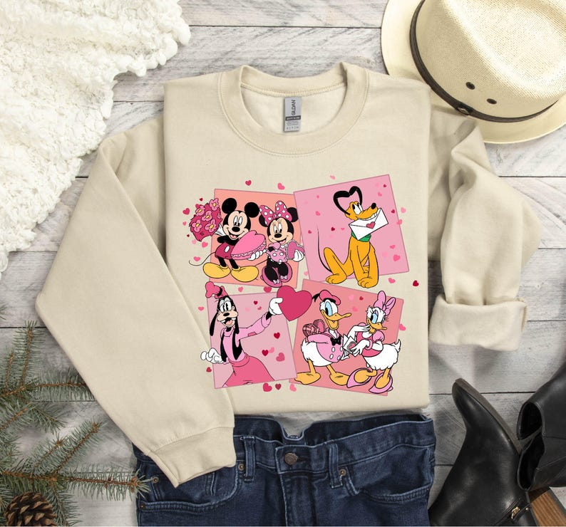 Disney Valentine Sweatshirt, Valentine Mickey And Minnie Daisy and Donald Duck Disney Lovers Sweatshirt Gift, Disney Trip Friends Sweatshirt