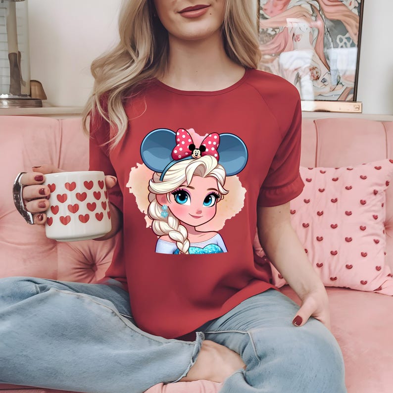 DTF Princess Elsa, Frozen Elsa , Coquette Bow Minnie, Watercolor Elsa, Princess Birthday, DTF Transfer, Ready To Press, Direct to Film