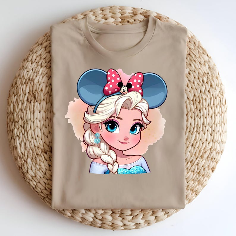 DTF Princess Elsa, Frozen Elsa , Coquette Bow Minnie, Watercolor Elsa, Princess Birthday, DTF Transfer, Ready To Press, Direct to Film