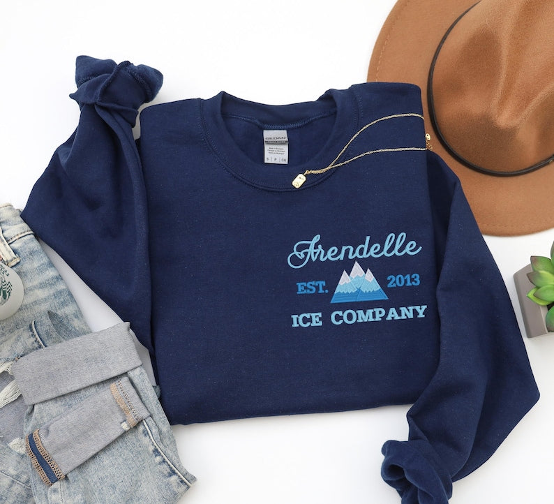Embroidered Arendelle Ice Company Unisex Crewneck Sweater | Frozen Sweatshirt | Magic Kingdom Sweater | Anna | Elsa | Olaf | Let it Go