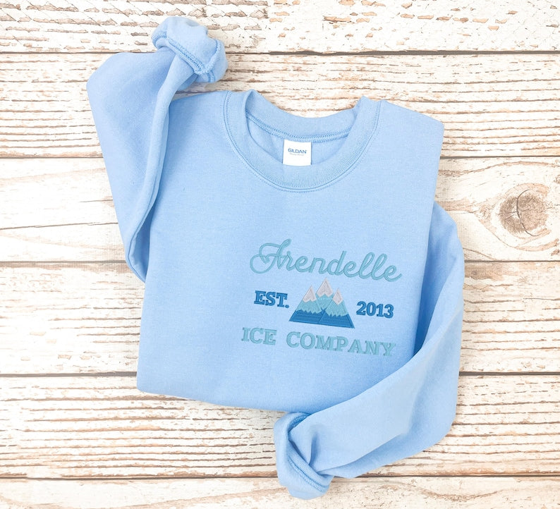 Embroidered Arendelle Ice Company Unisex Crewneck Sweater | Frozen Sweatshirt | Magic Kingdom Sweater | Anna | Elsa | Olaf | Let it Go