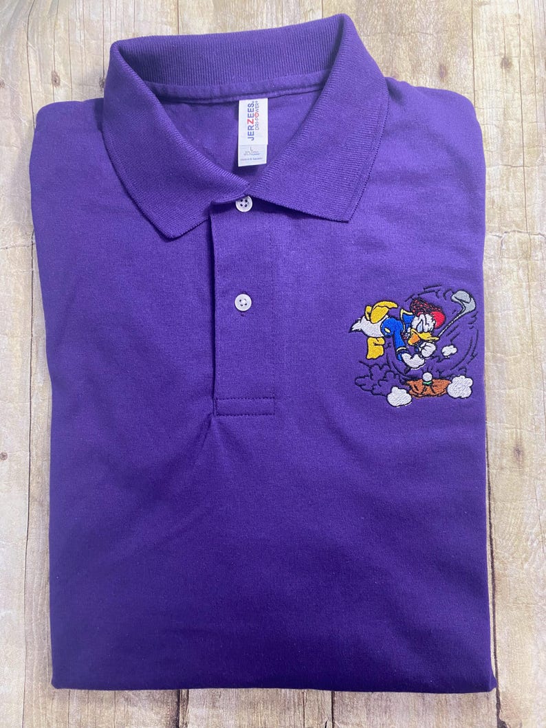 Donald Duck Golfing Embroidered Polo
