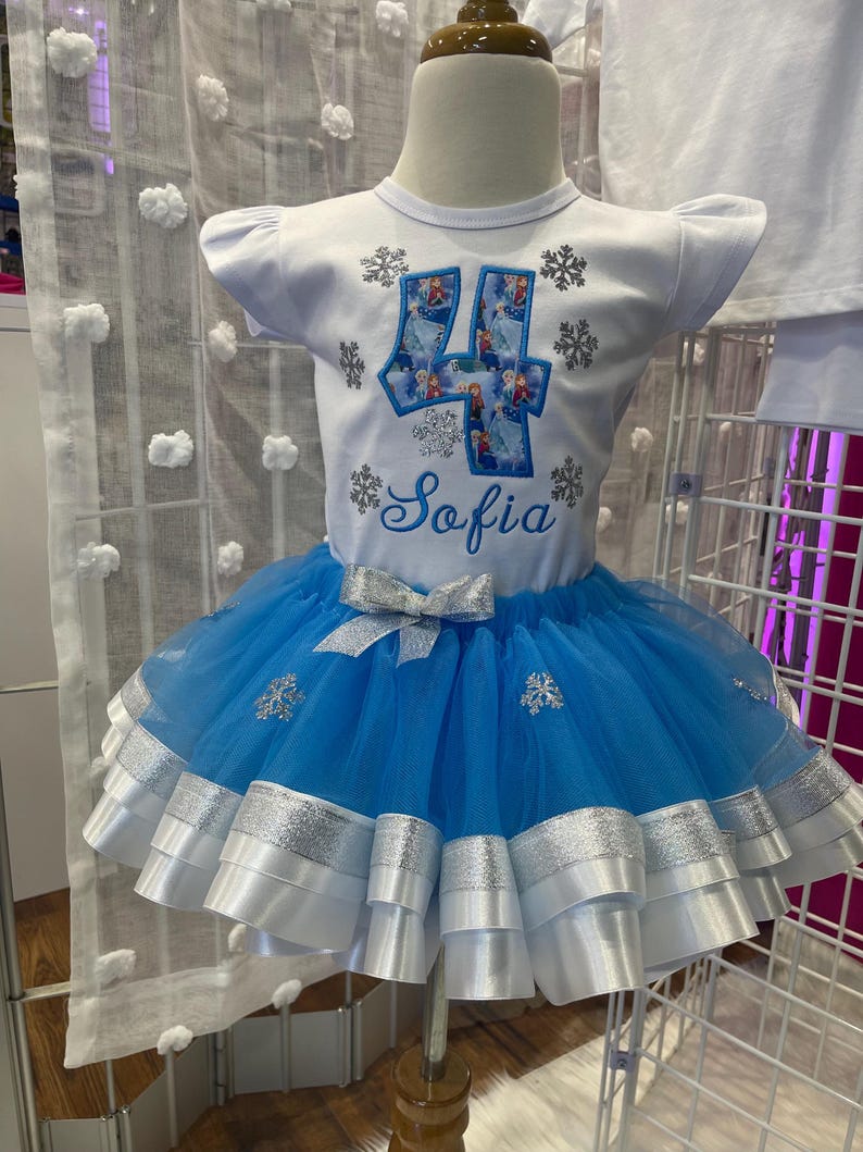 Frozen Birthday Tutu Set: Embroidered Anna and Elsa Shirt