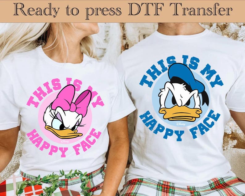 This Is My Happy Face DTF,Donald And Daisy Heat Transfer,Disneyworld DTF Transfer,Disneyland Ready to Press,Mickey DTF Transfers,Disney Gift