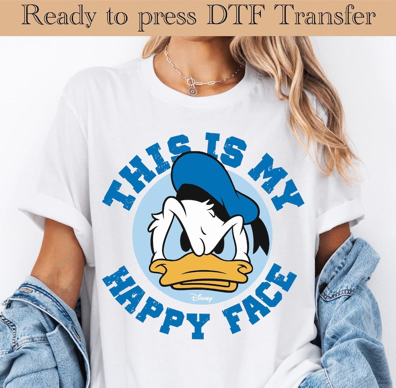 This Is My Happy Face DTF,Donald And Daisy Heat Transfer,Disneyworld DTF Transfer,Disneyland Ready to Press,Mickey DTF Transfers,Disney Gift
