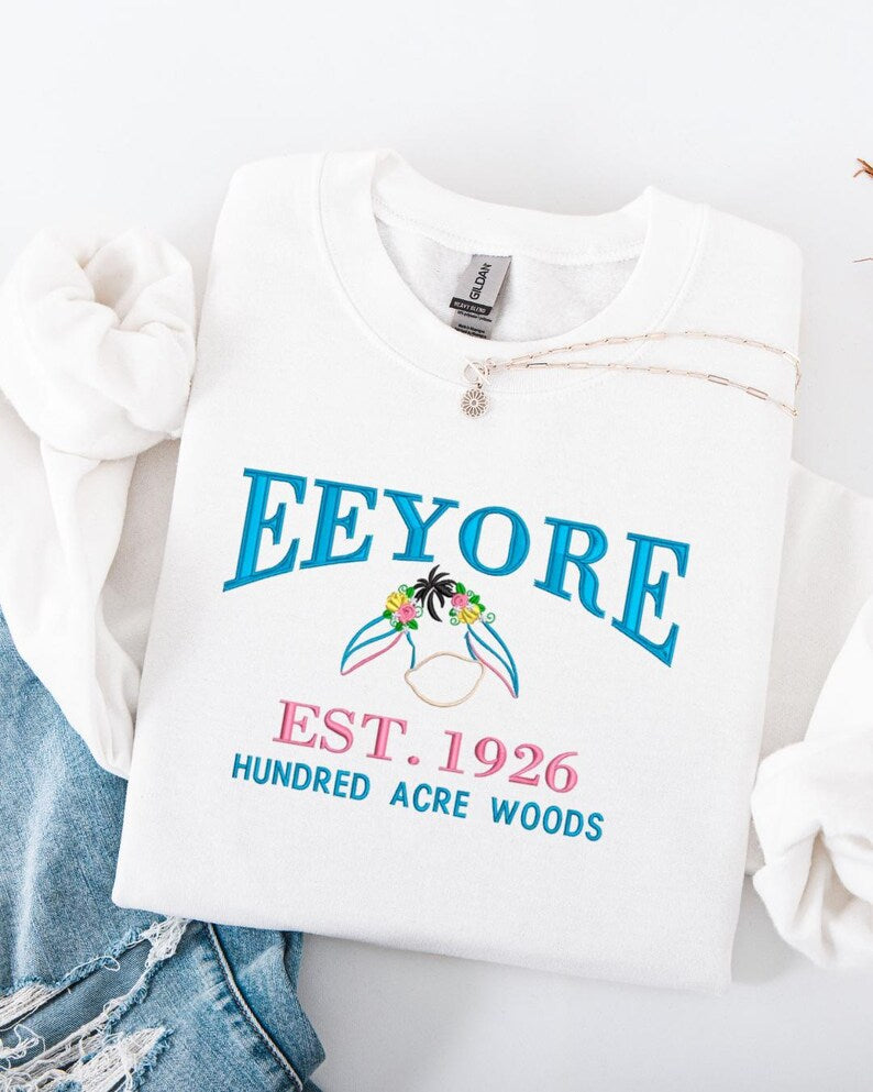 Embroidered Eeyore Sweatshirt: Winnie the Pooh Varsity Sweater