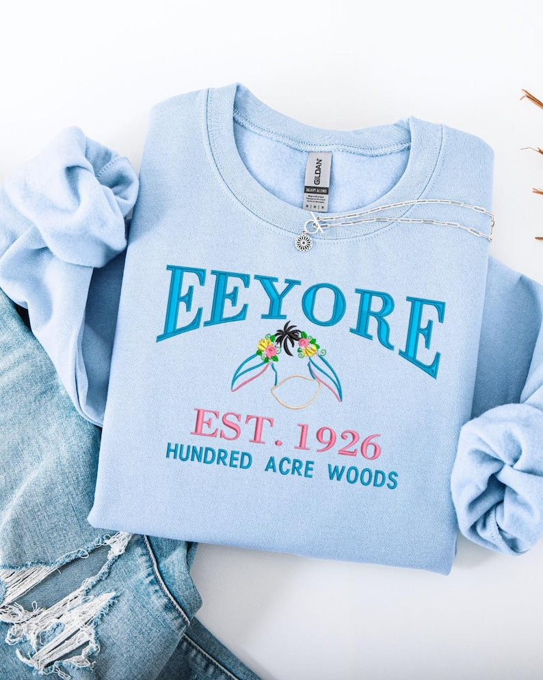 Embroidered Eeyore Sweatshirt: Winnie the Pooh Varsity Sweater