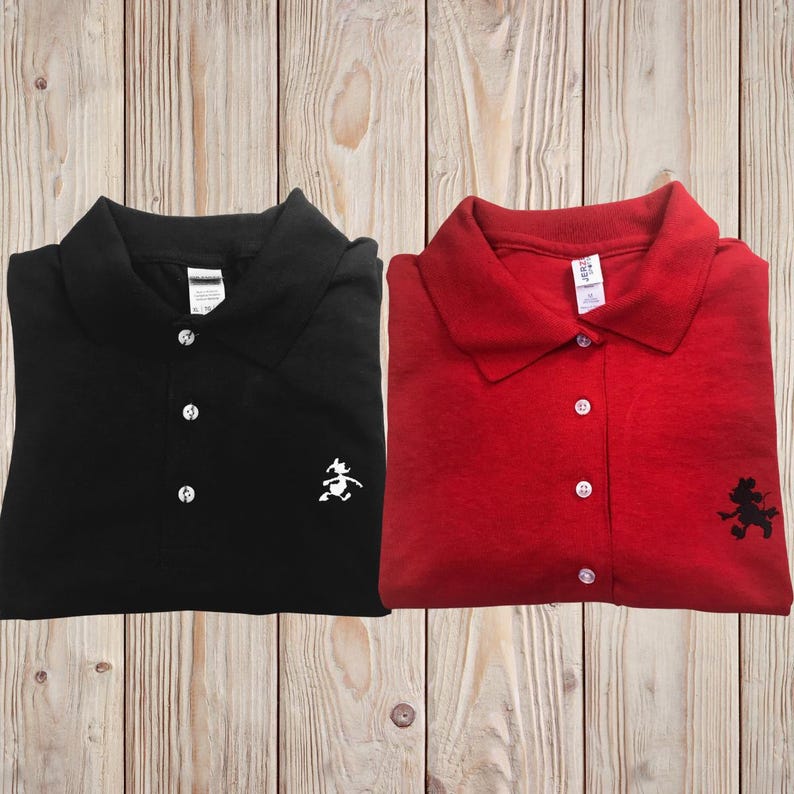 Donald Duck OR Minnie Mouse Silhouette Embroidered Polo