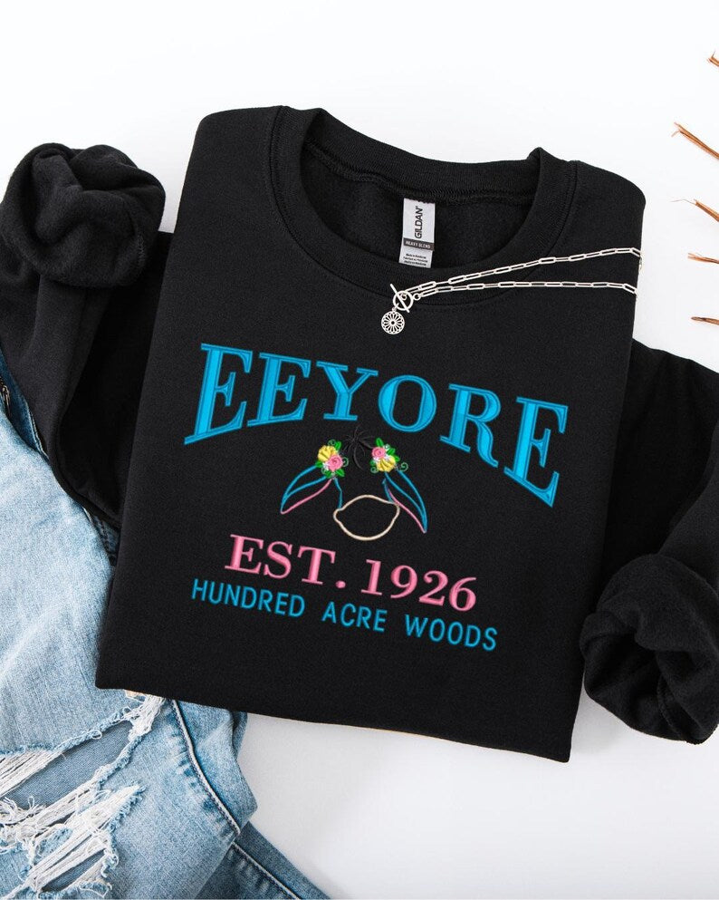 Embroidered Eeyore Sweatshirt: Winnie the Pooh Varsity Sweater