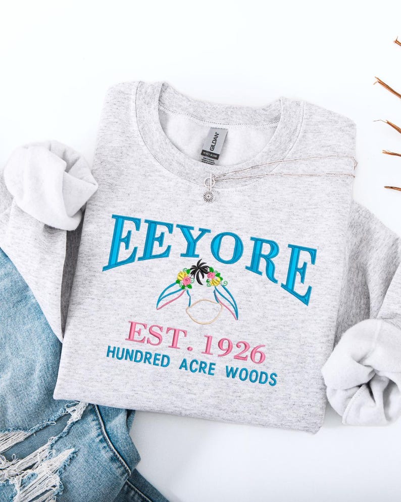 Embroidered Eeyore Sweatshirt: Winnie the Pooh Varsity Sweater