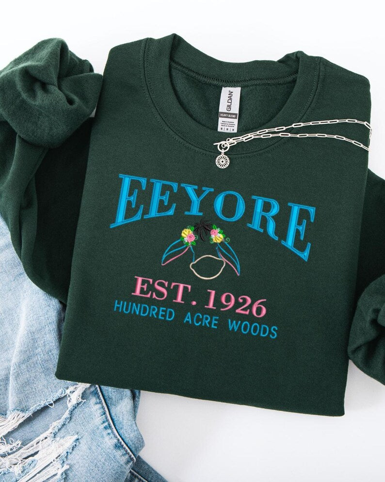 Embroidered Eeyore Sweatshirt: Winnie the Pooh Varsity Sweater