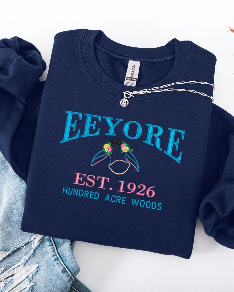 Embroidered Eeyore Sweatshirt: Winnie the Pooh Varsity Sweater