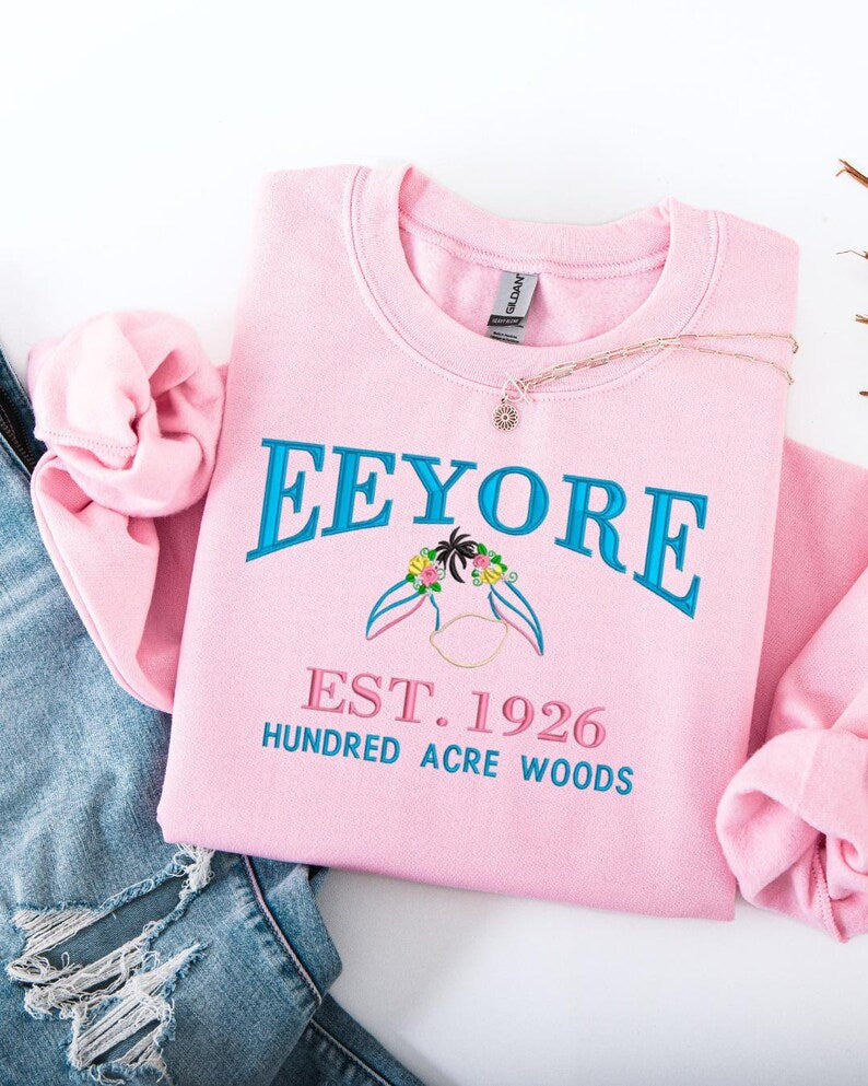 Embroidered Eeyore Sweatshirt: Winnie the Pooh Varsity Sweater