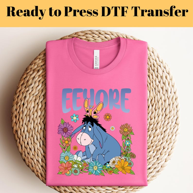 Eeyore Floral DTF Transfer: Winnie the Pooh Ready to Press
