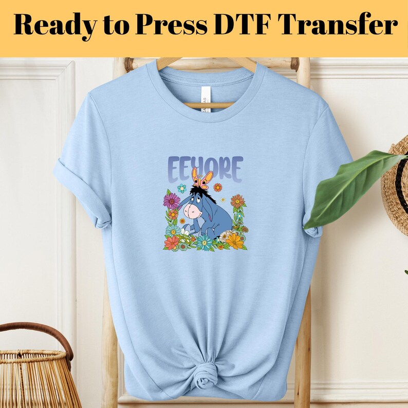 Eeyore Floral DTF Transfer: Winnie the Pooh Ready to Press