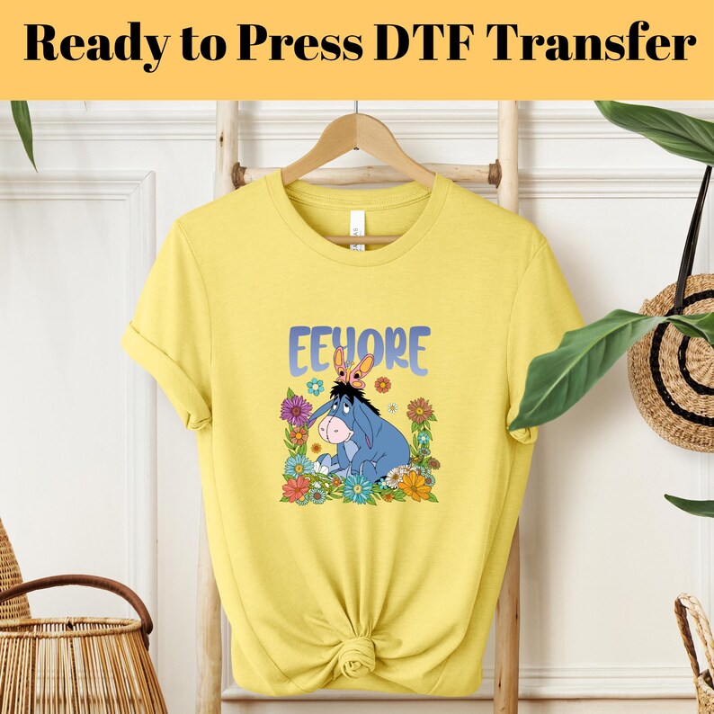 Eeyore Floral DTF Transfer: Winnie the Pooh Ready to Press