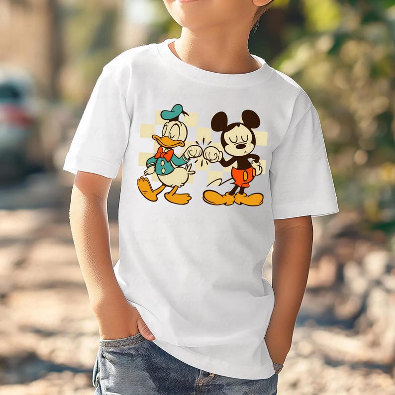 Checkered Donald And Mickey Toddler T-Shirt, Disney Friends Shirt, Mickey And Donald Kids Shirt, Best Friends Shirt, Dad and Son Shirt