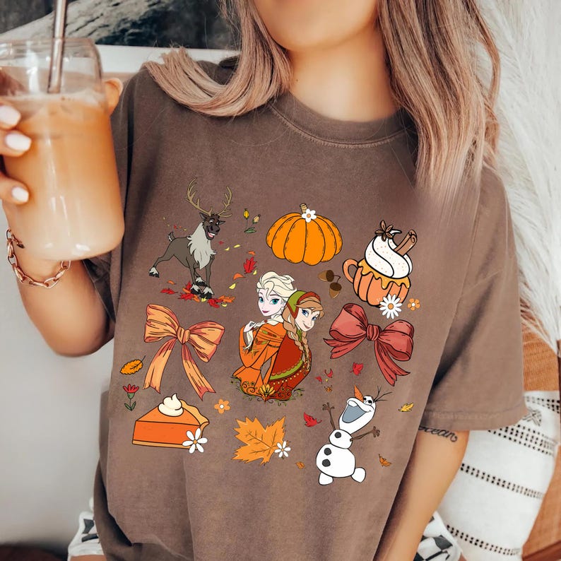 Vintage Frozen Coquette Fall Shirt, Disney Princess Elsa And Anna Pumpkin Bow Sweatshirt, Princess Thanksgiving T-shirt, Disneyland Autumn