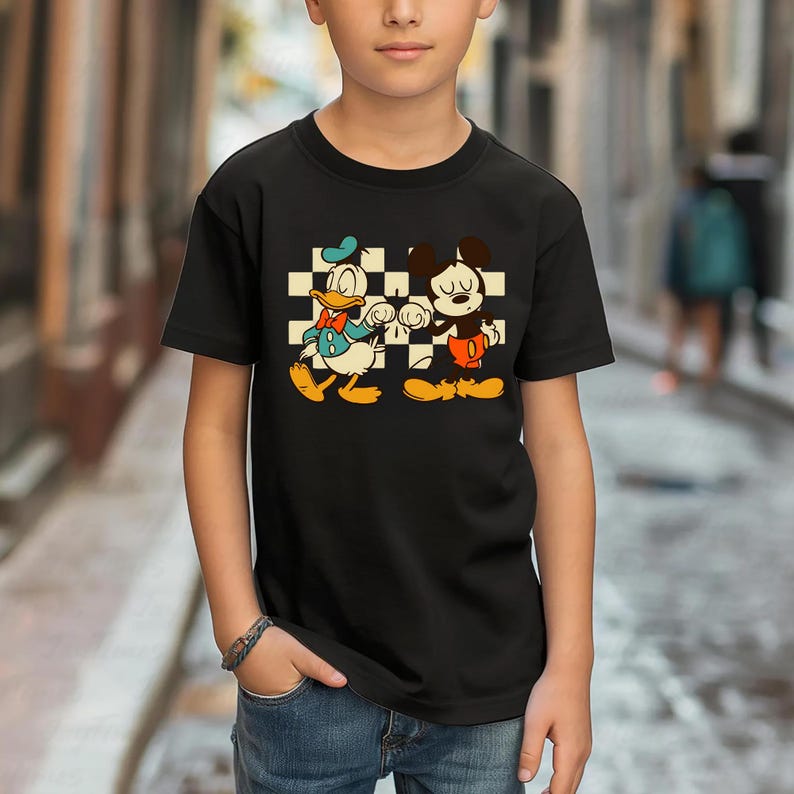 Checkered Donald And Mickey Toddler T-Shirt, Disney Friends Shirt, Mickey And Donald Kids Shirt, Best Friends Shirt, Dad and Son Shirt