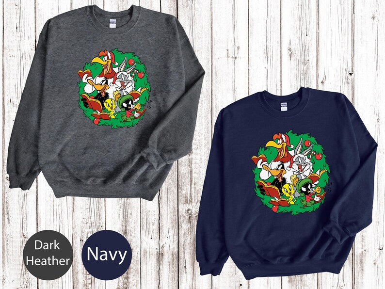Looney Tunes Squad Christmas Sweatshirt, Space Jam Xmas Hoodie, Tune Squad Matching Shirt, Bugs Bunny Outift, Unisex Crew Neck, Xmas Gifts