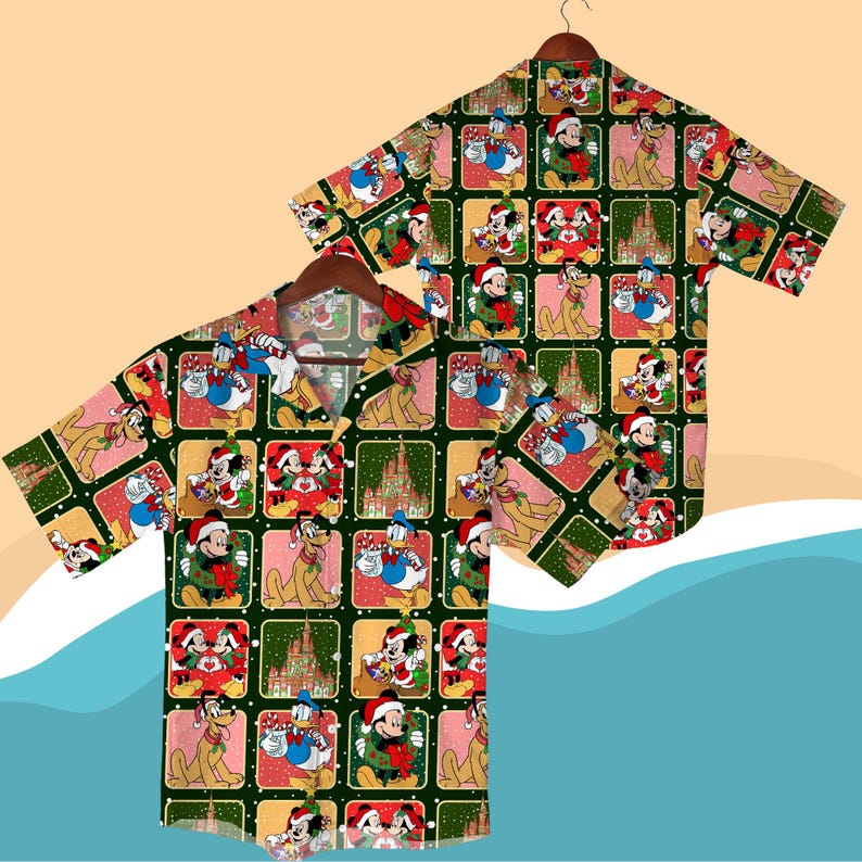 Christmas Hawaiian Shirt Mickey Shirt, Donald Shirt, Pluto Shirt, Santa Shirt, Holiday Vacation Outfit for Men Women, Christmas Shirt gifts