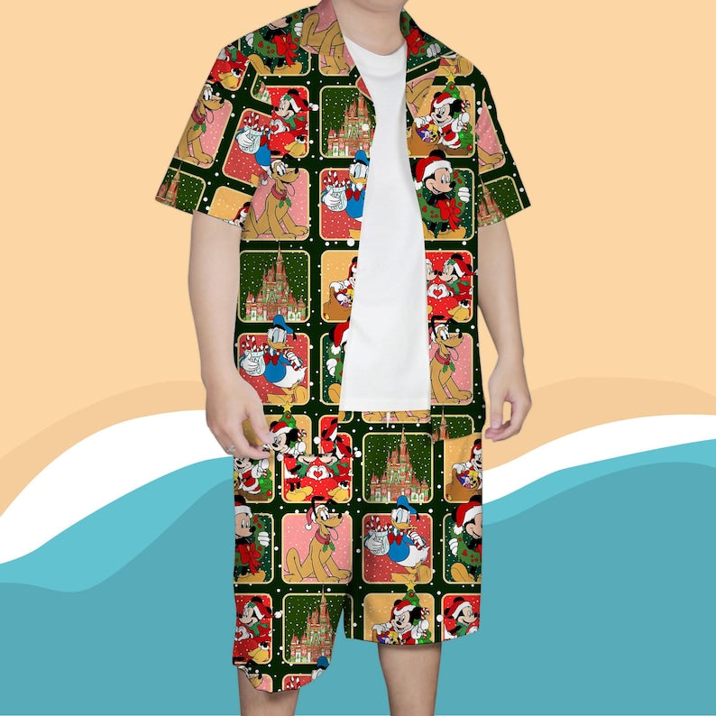 Christmas Hawaiian Shirt Mickey Shirt, Donald Shirt, Pluto Shirt, Santa Shirt, Holiday Vacation Outfit for Men Women, Christmas Shirt gifts