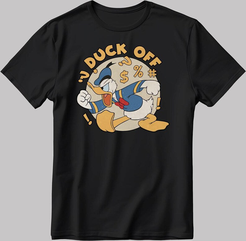 Disney Angry Donald Duck Short Sleeve White-Black Men's / Women's T Shirt DE13