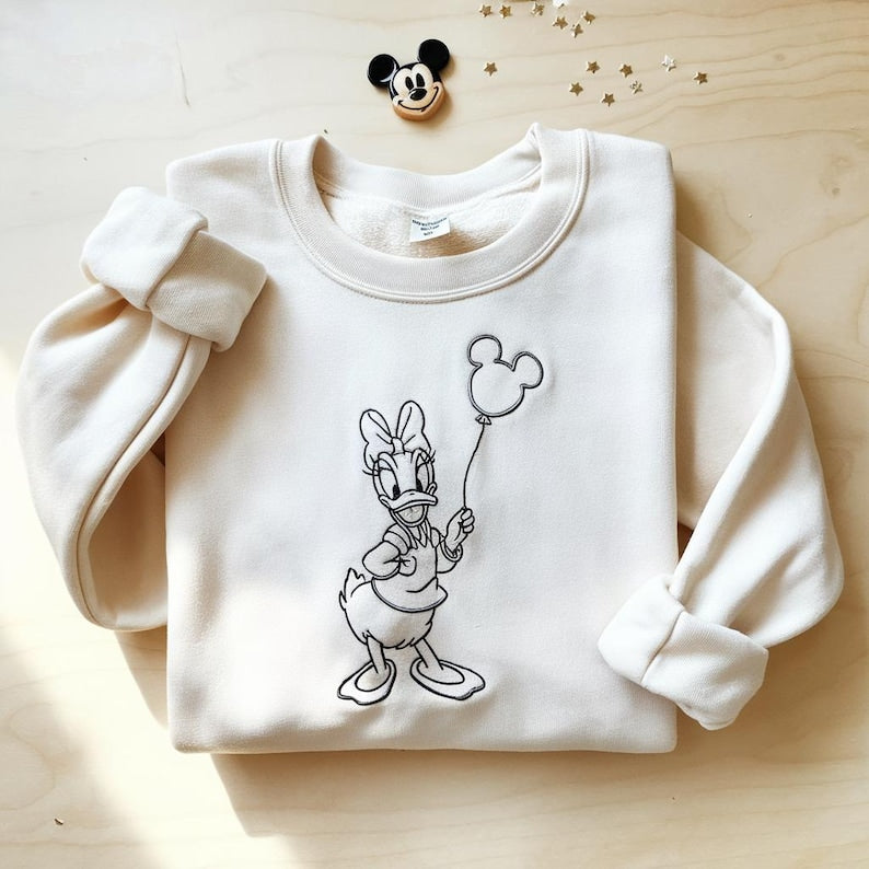 Disney Embroidered Sweatshirt, Mickey Minnie Donald Daisy Shirt, Disney Matching Crewneck, Disney Character Sweater, Disney Trip Outfit