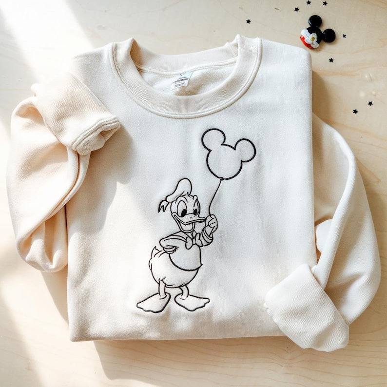Disney Embroidered Sweatshirt, Mickey Minnie Donald Daisy Shirt, Disney Matching Crewneck, Disney Character Sweater, Disney Trip Outfit