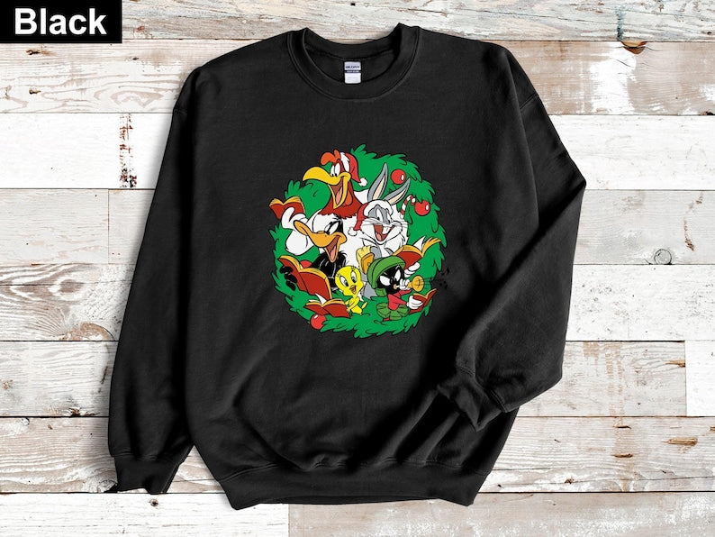 Looney Tunes Squad Christmas Sweatshirt, Space Jam Xmas Hoodie, Tune Squad Matching Shirt, Bugs Bunny Outift, Unisex Crew Neck, Xmas Gifts
