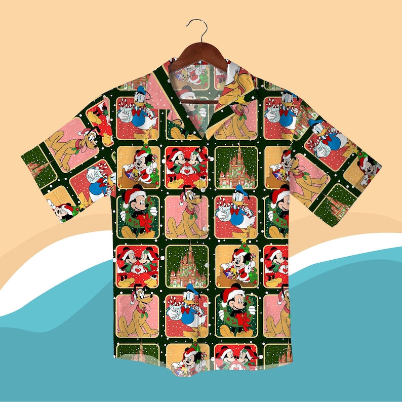 Christmas Hawaiian Shirt Mickey Shirt, Donald Shirt, Pluto Shirt, Santa Shirt, Holiday Vacation Outfit for Men Women, Christmas Shirt gifts