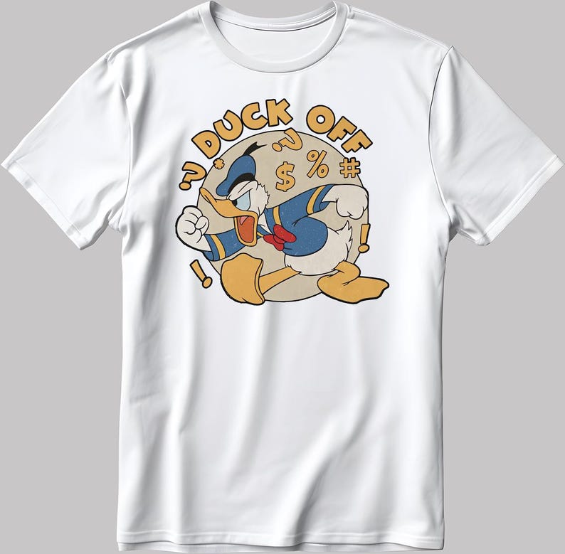 Disney Angry Donald Duck Short Sleeve White-Black Men's / Women's T Shirt DE13
