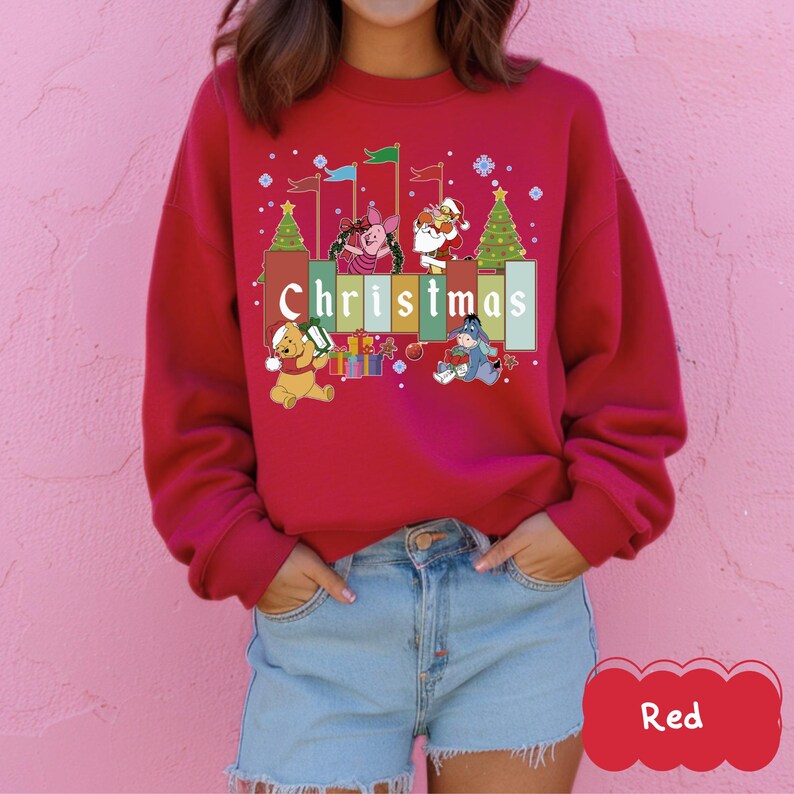 Winnie the Pooh Christmas Shirt, Disney Friends Holiday Shirt, Tigger Piglet Eeyore Xmas Family Matching Outfit, Christmas Sweatshirt