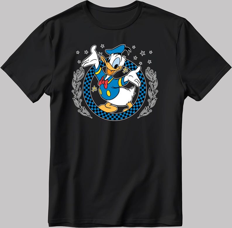 Disney Donald Duck, Short Sleeve White-Black Men's / Women's T Shirt DE510