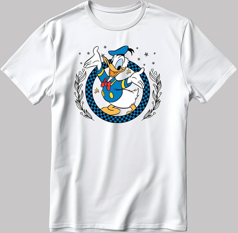 Disney Donald Duck, Short Sleeve White-Black Men's / Women's T Shirt DE510
