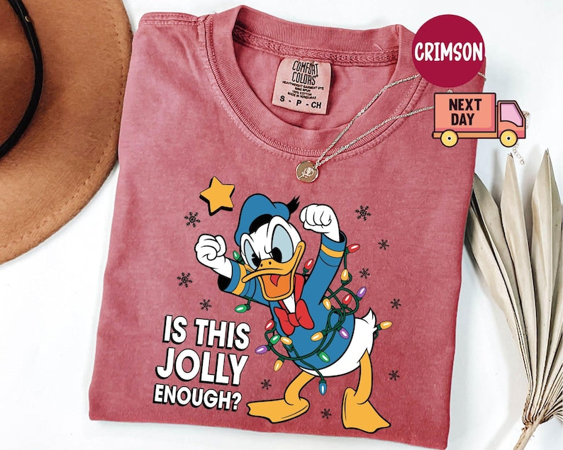 Comfort Colors® Is This Jolly Enough Shirt, Disney Donald Duck Shirt, Disney Xmas Party Shirt, Christmas Family Trip Shirt, Xmas Holiday Tee