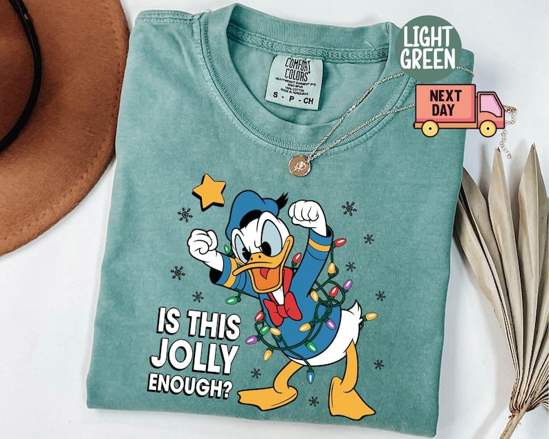 Comfort Colors® Is This Jolly Enough Shirt, Disney Donald Duck Shirt, Disney Xmas Party Shirt, Christmas Family Trip Shirt, Xmas Holiday Tee