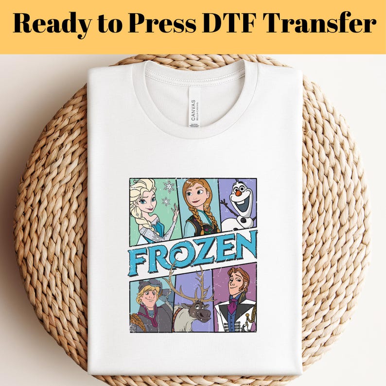 Frozen Family Vacation DTF Transfer: Anna, Elsa, Kristoff - Ready to Press