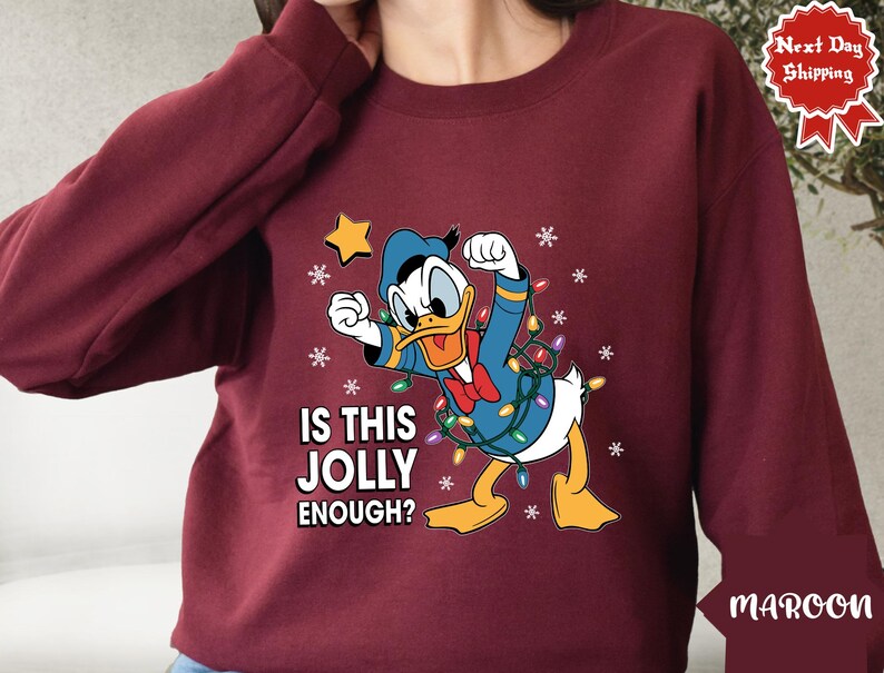 Is This Jolly Enough Shirt, Disney Donald Duck Shirt, Disney Xmas Party Sweater, Christmas Family Trip Shirt, Xmas Holiday Tee