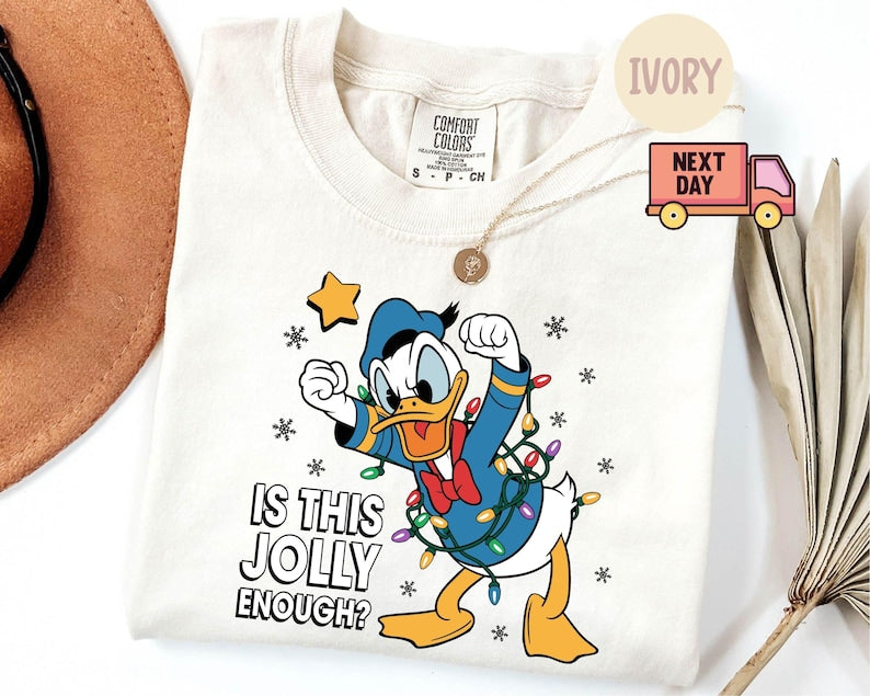 Comfort Colors® Is This Jolly Enough Shirt, Disney Donald Duck Shirt, Disney Xmas Party Shirt, Christmas Family Trip Shirt, Xmas Holiday Tee