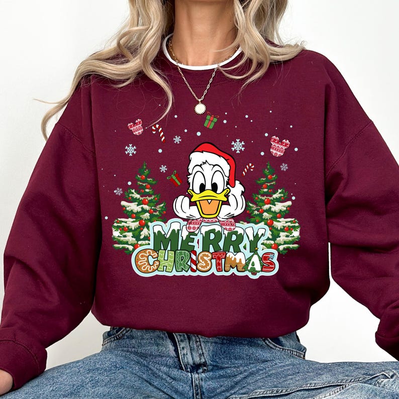 Disney Donald Duck Christmas Sweatshirt, Disney Family Christmas Shirt, Retro Disney Holiday Shirt, Mickey And Friends Christmas Sweatshirt