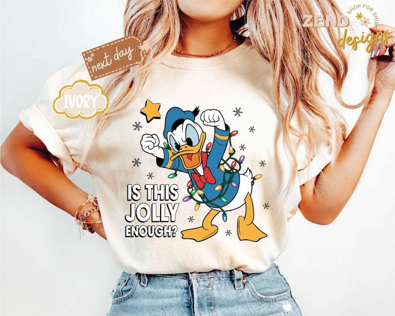 Comfort Colors® Is This Jolly Enough Shirt, Disney Donald Duck Shirt, Disney Xmas Party Shirt, Christmas Family Trip Shirt, Xmas Holiday Tee