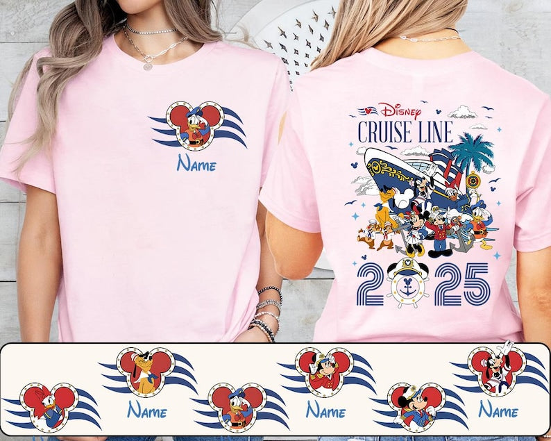Disney Cruise Line Shirt 2026 – Family Matching Cruise Shirts – Personalized Name Shirt – Mickey Minnie Donald Goofy Pluto Daisy Tee