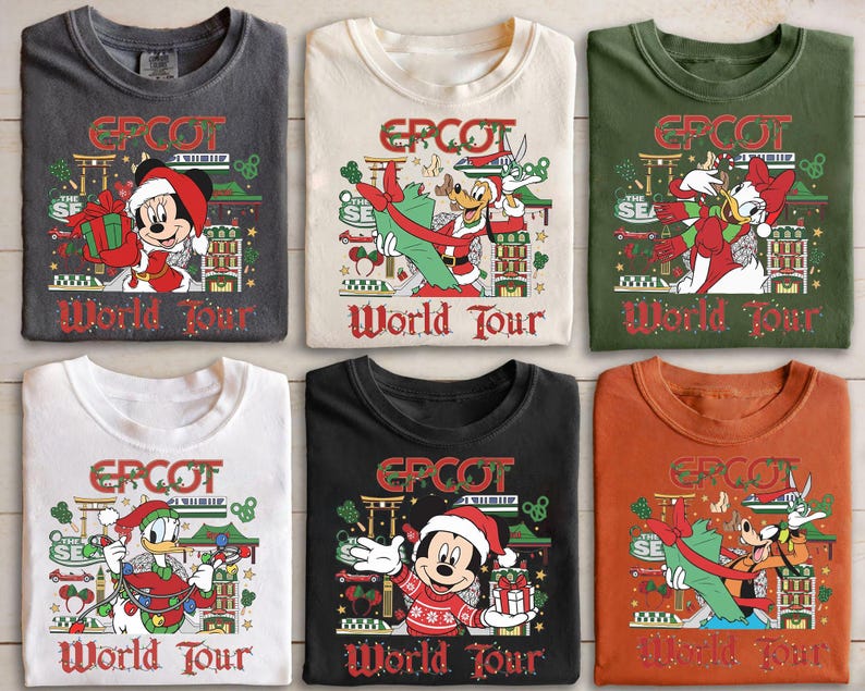 EPCOT Christmas Sweatshirt Disney World Tour Shirt, Mickey Minnie Donald Daisy Goofy Pluto Holiday Tee, Disney Family Xmas Shirt