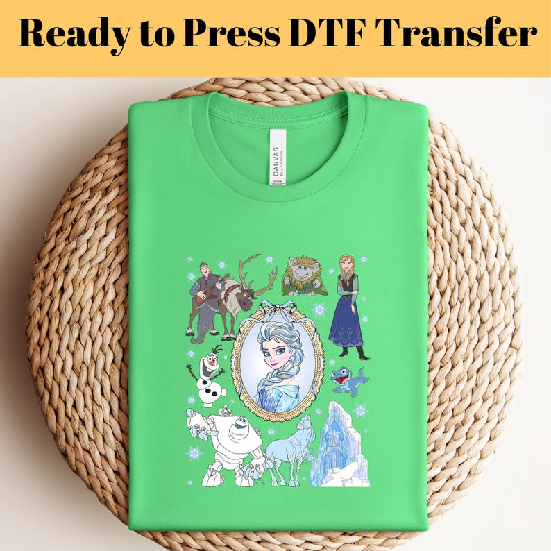 Disney Frozen Elsa and Anna Coquette Bow DTF Transfer, Olaf Sven Kristoff DTF, Winter Princess Shirt, Snowflake Castle DTF, Ready to Press