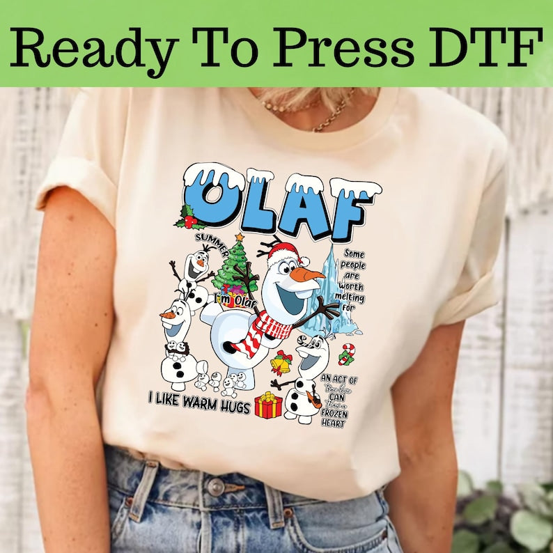 Disney Frozen Olaf Christmas DTF, Disney Frozen Characters DTF Transfer, Disney Frozen Elsa And Anna DTF, Disney Christmas Dtf, Frozen Shirt